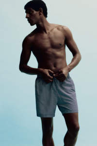 Short de Bain Homme Style Hip Hop Motif Solide Cordon Élastique Personnalisé 100% Coton Polyester Sublimation Couleur Bleue - Product Image 2