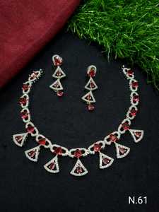 ENSEMBLE DE COLLIER DE MARIÉE EN DIAMANT AMÉRICAIN ET BOUCLES D'OREILLES CLASSIQUES ET DE HAUTE QUALITÉ ENSEMBLE DE BIJOUX DE MARIAGE POUR FEMMES DE STYLE CLASSIQUE - Product Image 2