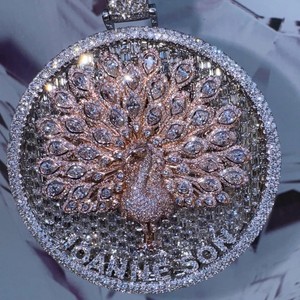 IGI certificado 925 plata esterlina 14K/18k oro sólido Pavo Real colgante para hombres personalizado VVS Moissanite diamante estilo Hip Hop fino - Product Image 5