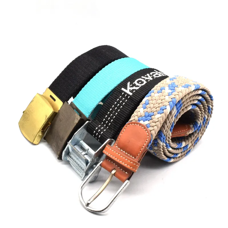 Custom Sublimation Jacquard Printed Logo Polyester Woven for with Men Braided Elastic Knitted Stretch Nylon Canvas Fabric Belt