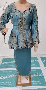 NUEVO DISEÑADOR ZARI BORDADO EN VESTIDO DE KARAKOU ARGERIANO CON ADORNADO CON CUENTAS DE CRISTAL, PIEDRA, TRABAJO DE DABKA @ 2024 - Product Image 2