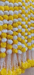 Top Quality Dual Color <b>Artificial</b> Marigold Genda <b>Flower</b> Garlands Strings with White Tassels <b>for</b> Home <b>Wedding</b> Event Decoration - Product Image 4