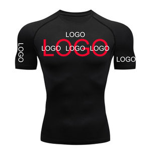 Camiseta de compresión atlética para hombre, ajuste ajustado, entrenamiento de gimnasio, capa base deportiva, camiseta transpirable de secado rápido que absorbe la humedad - Product Image 1