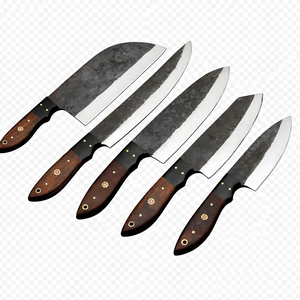 Juego de Cuchillos Artesanales de Acero con Alto Contenido de Carbono, Mango de Madera de Palisandro, Acabado Pulido y Funda de Cuero - Product Image 1