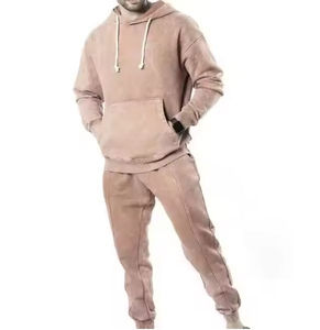 Conjunto Deportivo con Capucha y Estampado para Hombre, Pantalones Deportivos de Manga Larga con Lavado Ácido, 2 Piezas, Transpirable, Colores Personalizados, Precio Razonable - Product Image 1