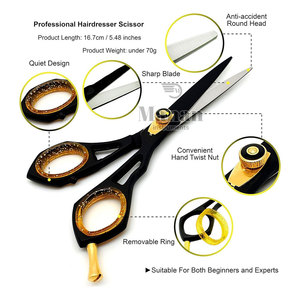 Kit de ciseaux de coiffure professionnels, ciseaux à effiler, peigne, étui rouge, acier inoxydable, lame tranchante, manche long, manche en plastique - Product Image 4