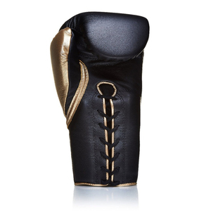 Gants de boxe en cuir noir OEM personnalisés Fly à lacets équipement d'entraînement pour les gants de boxe et de combat de boxe - Product Image 2