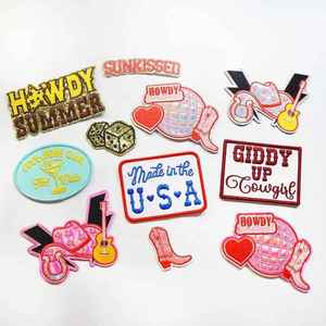 High Quality Embroidered Patches for Clothing Iron-On Style <b>Heat</b> Pressed Cute Small Patch Western Cowboy Hat Patches Trucker Hat - Product Image 2