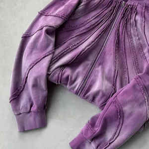 Wholesale Custom Applique Design French Terry 100% Cotton Men's <b>Hoodie</b> <b>Vintage</b> High Quality Distressed Acid Wash <b>Zip</b> <b>up</b> <b>Hoodie</b> - Product Image 6