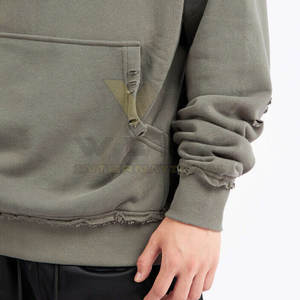 Nouveau Style hommes thermique grande taille sweats à capuche 100% coton polaire en détresse tenue décontracté en relief col à capuche hiver 2 pièces - Product Image 4