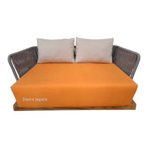 Outdoor Teak Wood Daybed Modern Woven Rope Patio Sofa Bed <b>Lounge</b> Furniture with <b>Cushions</b> Made by Dwira Jepara Indonesia - Product Image 3