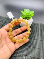 Bracelet unisexe de luxe en argent sterling couleur naturelle plaqué or 18 carats avec quartz rutile et breloque tennis lumineuse, qualité exclusive GIA