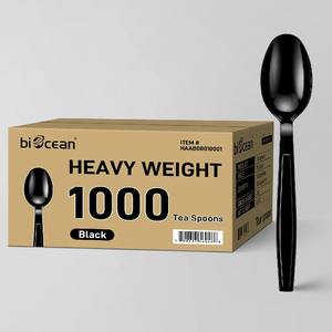 Biocean 7 "Negro Peso Pesado Cuchara De Té De Plástico-1000/Caja - Product Image 1