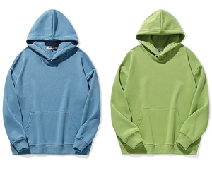 Épaules tombantes lavées à l'acide épaisses et lourdes personnalisées de couleur unie pulls à capuche en coton polaire épais de haute qualité - Product Image 5