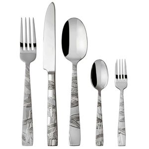 Juego de cubiertos de metal de acero inoxidable con mango de resina para cena, almuerzo, fiesta, cuchara, tenedor, cuchillo, diseño personalizado moderno - Product Image 4