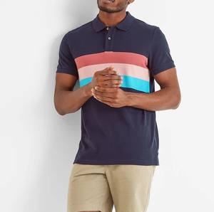 Polos atléticos con logotipo personalizado de algodón al por mayor, polos de manga corta lisos de alta calidad a precio barato, Polo para hombre con bloque de color para exteriores - Product Image 3