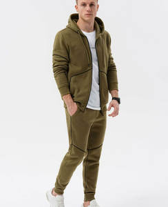 Conjunto de chándal transpirable de algodón con cremallera para hombre de fabricante personalizado, sudaderas con capucha desteñidas al sol, holgadas, de rizo francés, con estampado acampanado de invierno - Product Image 1