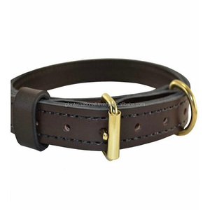 Collar de piel de grano superior hecho a mano para perro, con acabado dorado y acero inoxidable, hecho a mano, en todos los tamaños - Product Image 6