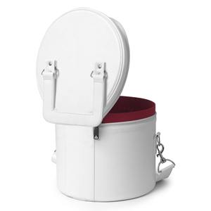 Estuche de Cuero Blanco para Gorro Fez Masónico OES, Emblemas Dobles de la Estrella de Oriente en la Parte Delantera y Superior (Bordado a Máquina) con Correa para el Hombro - Product Image 3