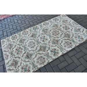 Vintage 3.8x6.6 ft Rug, Turkish Area Rug, <b>Brown</b> Ikat Rug - Product Image 2