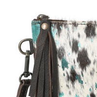 Tas Selempang Kulit Sapi Buatan Tangan Gaya Bohemian Vintage, Tas Tangan Barat Berukir Turquoise