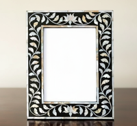 Cadre photo en os incrusté, artisanal, écologique, de haute qualité, décoration de luxe pour la maison, cadeau fait main en Inde, AZ ENTERPRISES, vertical