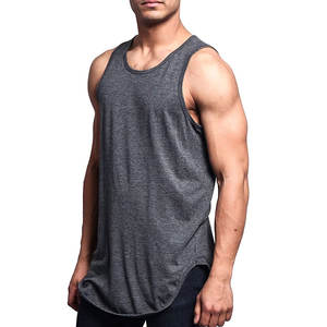 Camiseta sin mangas de secado rápido para hombre, camisa deportiva con logotipo personalizado impreso, para gimnasio y fitness, 100% algodón, venta al por mayor - Product Image 2