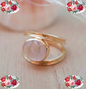 Précieux bonne qualité Quartz Rose 6x9mm lunette ovale ensemble anneau beau 925 bijoux en argent Sterling pour cadeau de bonne année - Product Image 3