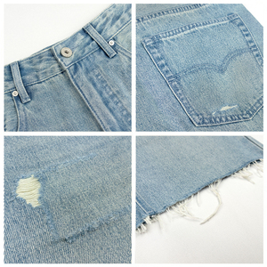 Streetwear Blue <b>Knee</b> <b>Length</b> Cargo Denim <b>Shorts</b> Custom Quality Wash Ripped Hem Casual Retro <b>Men's</b> <b>Shorts</b> With Pocket DDP shipping - Product Image 4