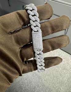 VVS Moissanite 925 Sterling Silver <b>Bracelet</b> 12MM 8 <b>White</b> <b>Gold</b> Plated Diamond <b>Bracelets</b> & <b>Bangles</b> - Product Image 3