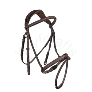 Arnés de brida de filete anatómico francés Cavesson y tocado de espuma viscoelástica Producto de caballo de cuero de calidad - Product Image 1