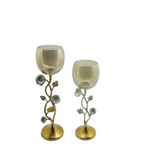 Premium Metal <b>Glass</b> Sconce Candle <b>Holder</b> Trending Living Room Decor Table Centerpiece for Home Interior on Special Occasions - Product Image 2
