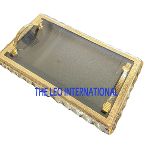 Plateau rond en marbre avec poignées en aluminium, vaisselle et assiettes sécurisées, style élégant, fabrication artisanale de luxe - Product Image 4