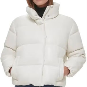 Chaqueta acolchada de piel sintética corta estilo callejero para mujer, venta al por mayor, abrigo holgado de manga larga con cremallera para invierno, bolsillos de alta calidad - Product Image 1