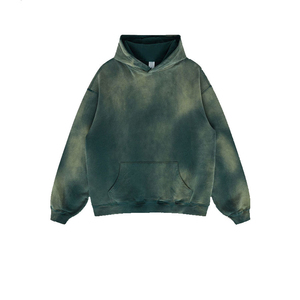 2024 hommes de haute qualité 100% coton lavé à l'acide hiver polaire à capuche multicolore imprimé solide motif à capuche col en gros - Product Image 5