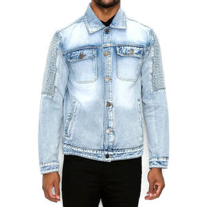 Veste en jean baggy pour homme, manches longues, bouton unique, veste en jean de cow-boy, vente en gros simple, prix raisonnable OEM - Product Image 2
