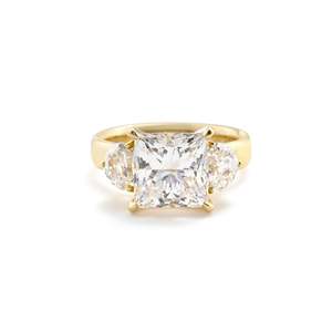 Timeless Princess <b>Diamond</b> <b>Ring</b> Setting 4.44 Ct D-F VVS1-VS2 Lab Grown <b>Diamond</b> In 14K And 18K Yellow Gold For Her Engagement Day - Product Image 1