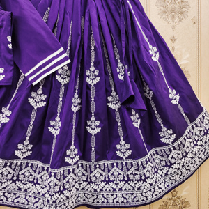 Ensemble Lehenga Choli pour enfants Shoryam Fashion Jambali bleu brodé, coupe régulière, longueur au sol |   Vêtements ethniques pour filles en gros, toutes saisons - Product Image 4