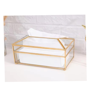 Wholesale Factory Fancy Transparent Brass & Acrylic Tissue Boxes for <b>Car</b> Counter and <b>Table</b> Decorative item - Product Image 4
