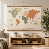 Soporte de Pared para Pósteres de Madera Maciza, Marco de Exhibición para Mapas y Lienzos de Gran Tamaño, Decoración Rústica para el Hogar, Tamaños Personalizados