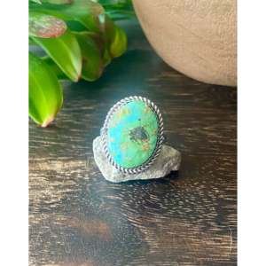 Anillo de Turquesa de la Montaña Sonora, Talla 9.5, Plata de Ley con Engaste de Bisel, Joyería Fina de Moda, Regalo - Product Image 1