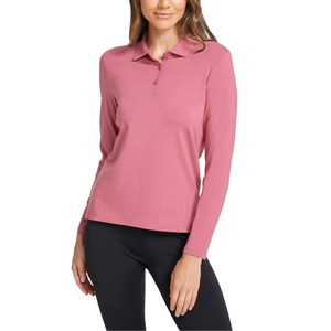 Vente en gros de polos avec logo personnalisé Chemises polo à manches longues pour femmes, confortables, respirantes, coupe régulière Chemises polo décontractées pour femmes - Product Image 1