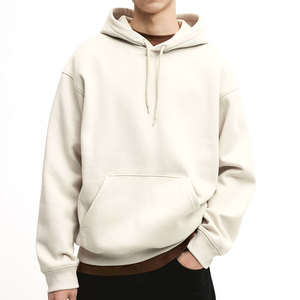 Sweat-shirts à capuche en molleton uni surdimensionnés avec logo personnalisé, sans cordon, broderie, poids lourd 500g, streetwear, sweat-shirts pour hommes - Product Image 2