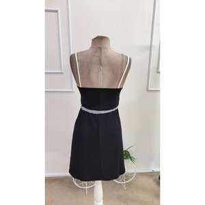 Women's Spaghetti Strap Front Zippered Waist-Tie Multicolored Short Viscose Two-Thread <b>Dress</b>, 34510 - Patterned - Product Image 5