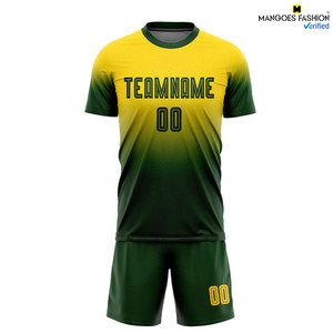 Maillot uniforme de football de mode à sublimation vert doré personnalisé vêtements de sport de performance respirants et à séchage rapide - Product Image 3