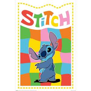 Affiche Disney Moderne Stitch à Motif Damier pour Décoration Murale pour Anniversaires - Product Image 1