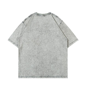 Camiseta de gran tamaño lavada con ácido de algodón para hombre con parches de estrellas Logotipo bordado personalizado Método de impresión digital con estampado desgastado - Product Image 6