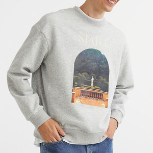 <b>Men's</b> Custom 100% Cotton Winter Sweatshirt French Terry <b>Thermal</b> Fabric Drop Shoulder Hooded Plain Dyed Solid Digital Printed - Product Image 5