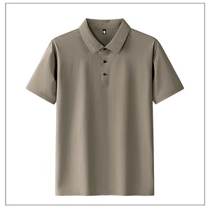 Haut de gamme 100% coton à manches courtes pour polo pour hommes Smart Casual Business col sans couture avant 205g coton laminé - Product Image 6