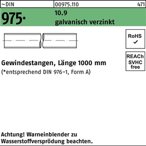 Varilla Roscada DIN 975 M8 X 1000mm 10.9 Electrogalvanizada 1 Pieza - Product Image 1
